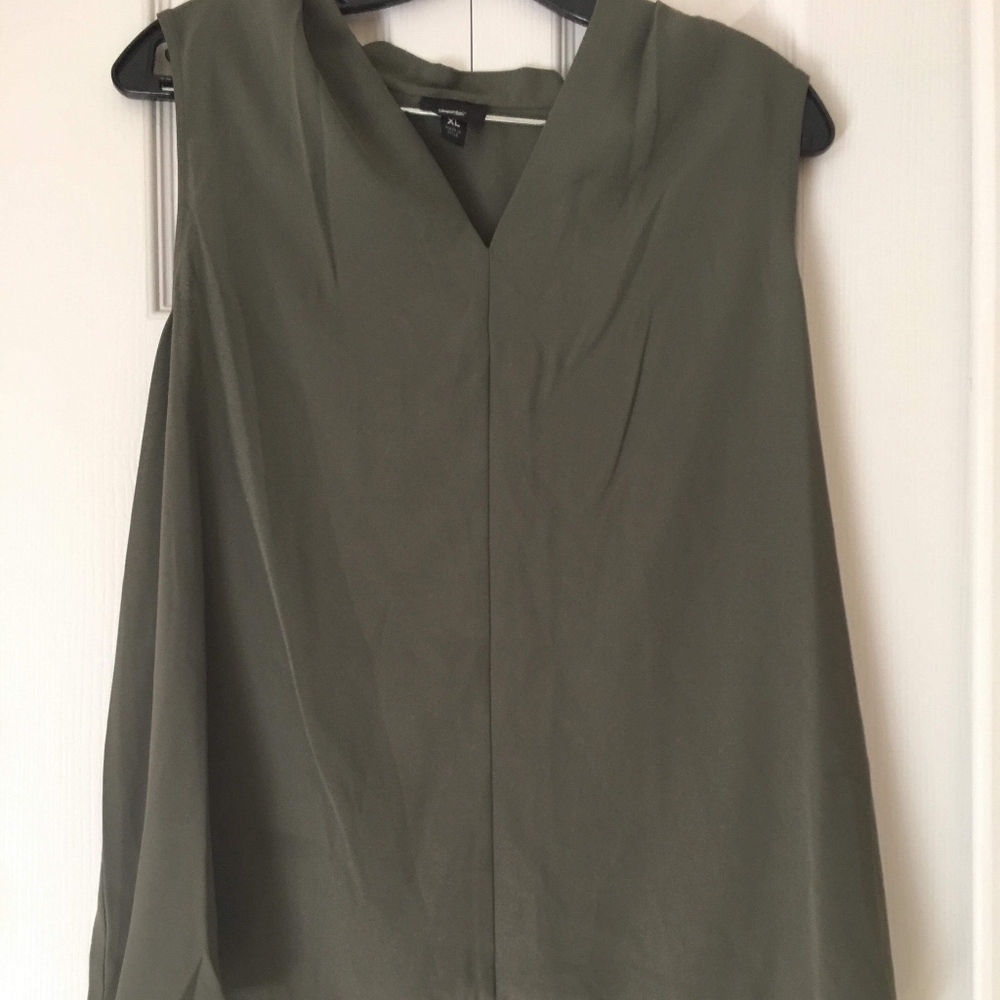 women sleeveless v neck blouse olive green new